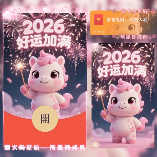 【卡密兑换】微信红包封面『2026好运加满粉马/yu』官方卡密丨端内兑换丨24小时自助提卡！