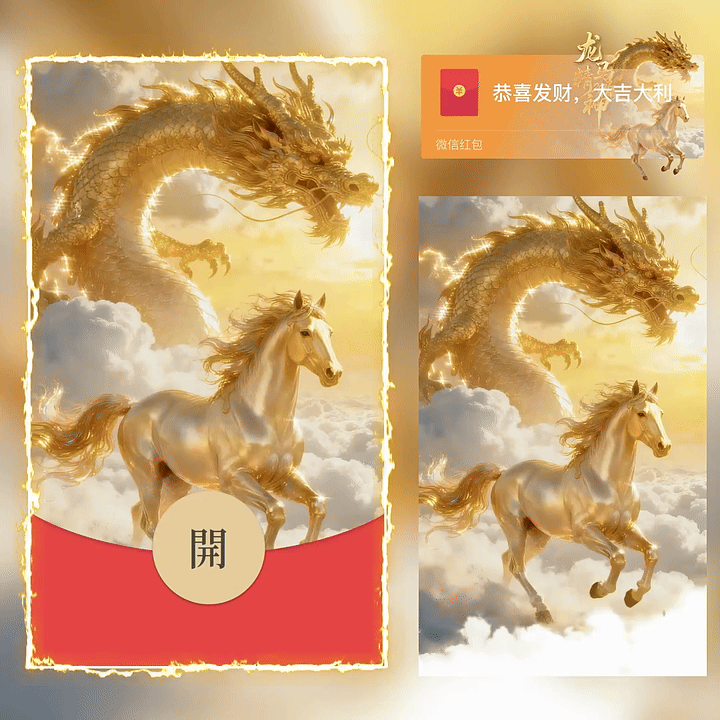 【卡密兑换】微信红包封面『2026龙马精神/yc』